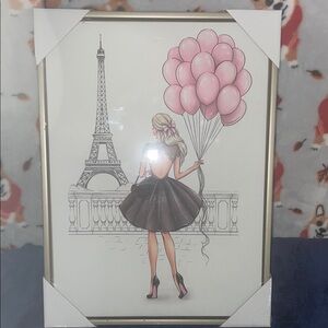 Chic Parisian Wall Art with Pink Balloons